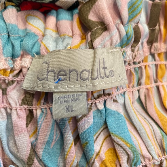 Chenault Yellow and Blue Smocked Flutter Sleeve Blouse - Picture 5 of 5